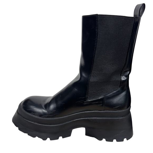ZARA Platform Lug Sole Chelsea Boots Black Stretch Ankle Boot Size EUR 36 - Picture 7 of 12